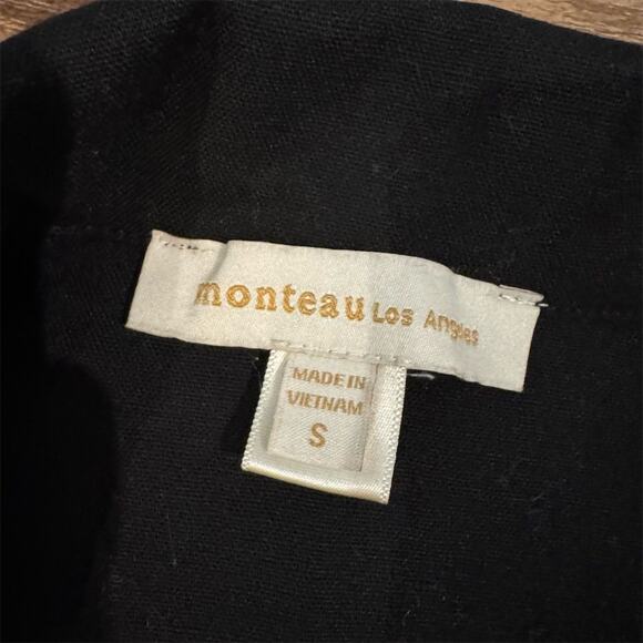 Minimalist Black Sleeveless Dress Duster Tunic Button Front Collar Lagenlook S - Picture 5 of 10